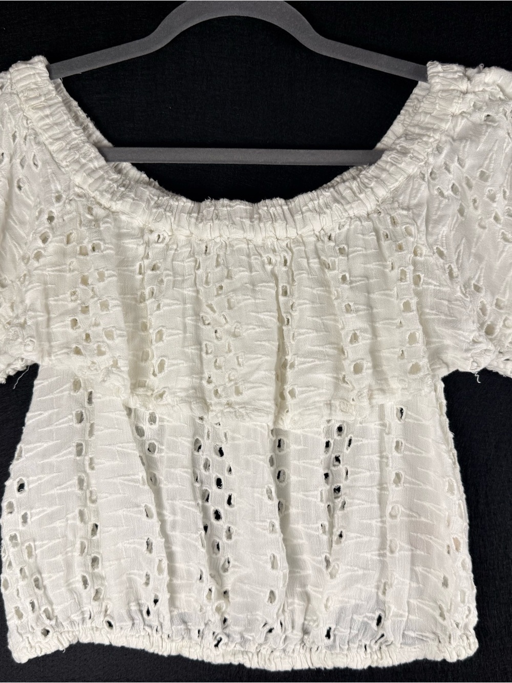 Free People White Women's Eyelet Off-Shoulder Top